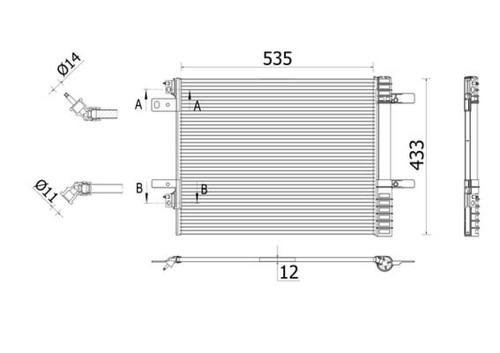 Klimakondensator aluminium mit - aluminium,