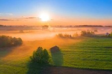 Wandbild nebelmorgen über - nebelmorgen,