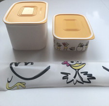 Tupperware - 2 x Quadro Behälter 1,3L + 500 ml Rar Motiv: Hühner