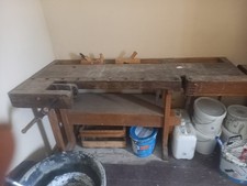 Antike Hobelbank Mit Zwei Schraubzwingen Einen Guten Zustand Ohne Holzwurm