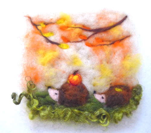 Wollbild familie igel - igel, apfel