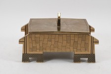 Q15K42- Vintage Messing Schatulle mit figürlichem Griff Pferd