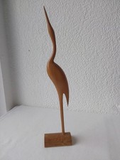 DDR VEB Kranich Reiher Holzfigur Vogel aus Holz ca. 34cm hoch