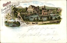 Litho Großschönau im Kreis Görlitz, Gasthof zum Bad, Gondelteich - 4535142