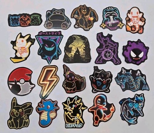 50x pokémon sticker set neon - 50x,
