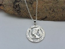 ✅ Halskette 925 Silber plattiert + Anhänger Nofretete Ägyptische Königin   ⭐⭐⭐⭐⭐