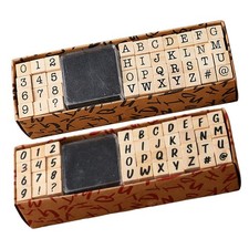 40x Holz-Alphabet-Zahlenstempel-Stempel-Set A-Z Alphabet-Buchstaben-DIY-Basteln