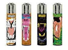 Clipper Feuerzeuge Classic Original Serie - WILD MOUTH Animal - 4er Set - LMC4