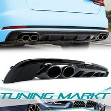 Heckdiffusor Diffusor + Auspuff Schwarz für Audi A4 S4 B9 Avant S Line 2015-2019