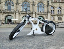 Power-Bikes, Pedelec, E-Bike, Fatbike, Cruiser, Fahrrad, weiß, Retro, Chopper