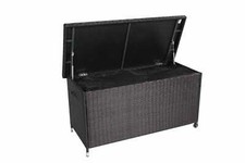 B-Ware Poly Rattan Kissenbox 121 x 56 x 60 cm Aufbewahrungsbox Gartentruhe Grau