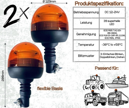Led rundumleuchte orange - led,