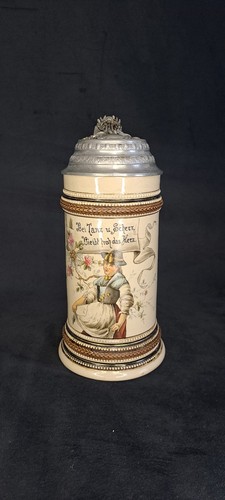 Alter bierkrug mit zinndeckel - alter,