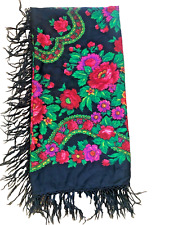 Vintage RARITÄT Folk Schal Halstuch 148 cm Wolle 100 % Mehrfarbig