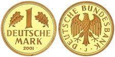 BRD 1 Goldmark 2001  J   1 DM Gold - 999,9   Stempelglanz   127659