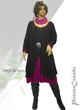LAGENLOOK Tunika Long Shirt Überwurf schwarz XL-XXL-XXXL 46 48 50 52 54 56 58