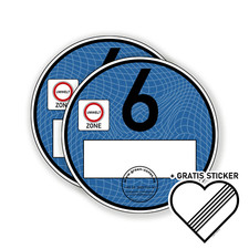 2x Umweltplakette Euro 6 Blau