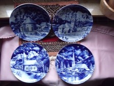 Weihnachtsteller 4Stck Bavaria Porzellan,D18 cm Echt Kobalt,1992 1993 1994 1995 