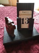 Holz+Dauerkalender mit Hund+L,/12 cm/H.10 cm+ca.30/40er J.+Handarbeit+Rarität