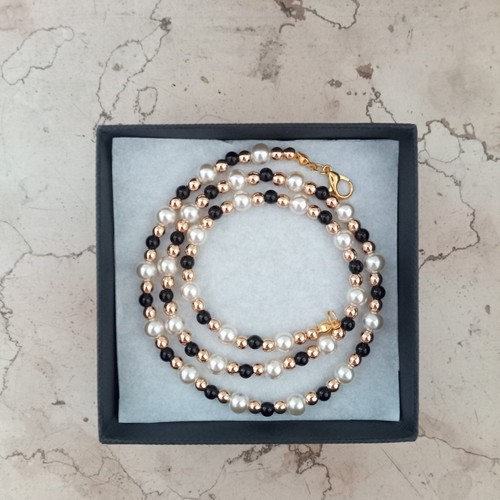 Porzellan perlenkette onyx - perlenkette,,