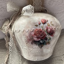 Große Shabby Vintage Deko Kuhglocke Romantik Nostalgie Handarbeit Upcycling -368