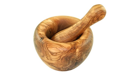 Olivenholz mörser mit - mörser,
