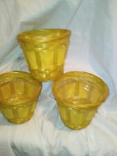 3 x Blumentopf gelb Blumenübertopf Rattan Kunststoff Folie