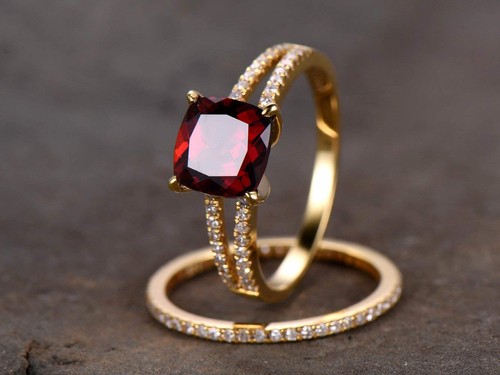 Granat verlobung braut ringe - granat,