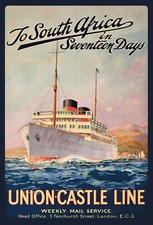 Blechschild, 20 x 30 cm, Union-Castle Line, nach Südafrika, Schiff, Neu, OVP 