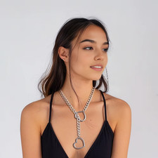 Herzkette, Choker Chain, BDSM, Metall, Silber, Gold, 28 Inch, Würgekette