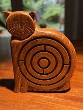 Holz Labyrinth Geduldspiel Katze 