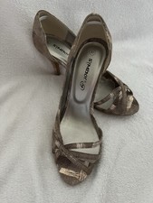 Damenschuhe Pumps Abend High Heels Peep Toe Offener Zeh Gr 37 NEU Beige Gold 