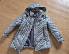 GINA S Scherer - Steppjacke Herbst Winter leicht warm Kapuze Farbe silber, Gr.42