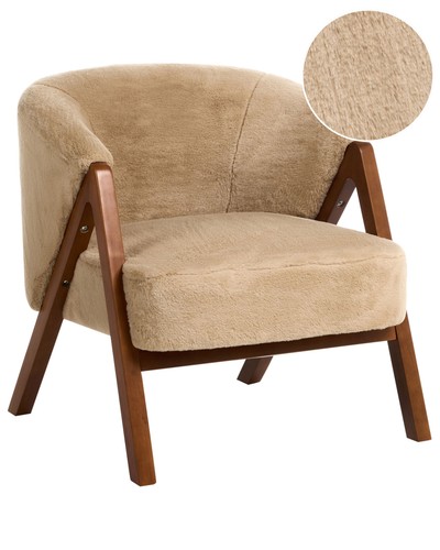 Sessel kunstfell beige mit - sessel,