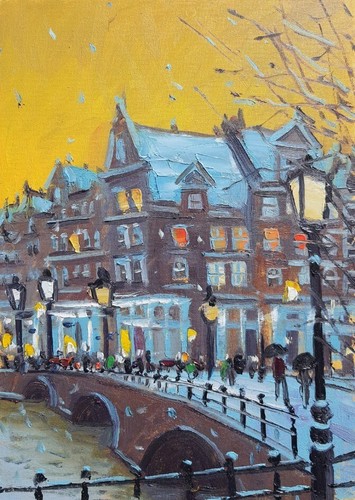 Amsterdam schnee ölgemälde - schnee,,