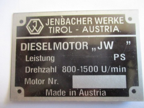 Typenschild plate schild - id-plate,