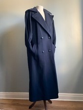 LAMPERT WOOL MILITARY COAT 16 Long Trench 52% Cashmere Duster VINTAGE Navy