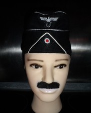 SCHIFFCHEN MÜTZE - WH M38 - PANZER OFFIZIER - WOLLE SCHWARZ - GR.58 - ENTNAZIFIZ