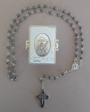 Rosenkranz Hämatit Perlen mit Schatulle Kelch Erstkommunion Verarbeitung W 1007