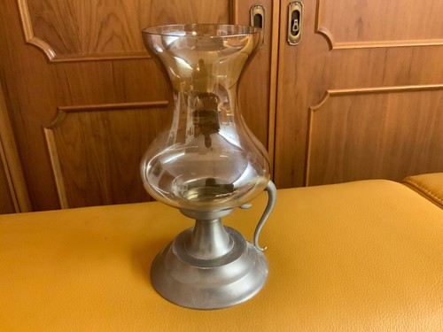 Zinn kerzenleuchter mit glas - zinn,