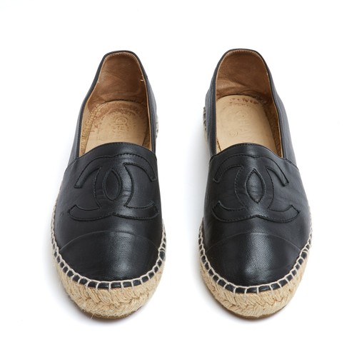 Chanel espadrilles cuir noir - cuir,