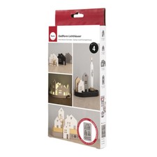 Silikon Gießform Lichthäuser 2, 14,5x26x1,7cm, 4 Formen Haus Gießpulver Beton 