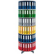 Ordnerdrehsäule, 6 Etagen für bis 120 breite DIN-Ordner, grau, HxØ 228 x 81 cm