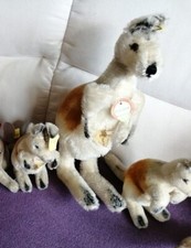 3 alte Steiff Kängurus Mohair  Kangoo alle 3 mit KFS und Baby