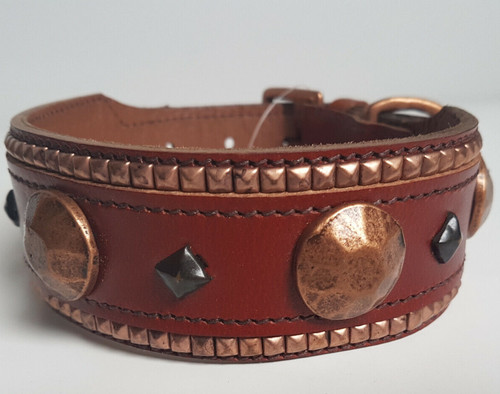Nieten leder halsband - nieten, leder-halsband