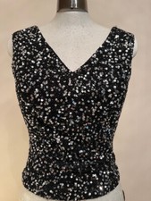 Pailletten Top Schwarz V-Ausschnitt Abendtop elegant NP ca. 150 EUR