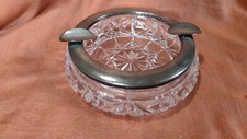 Vintage Aschenbecher Kristallglas 15 cm Montur Silber 800? Ascher