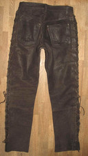 SCHWERE Damen- Schnür- LEDERJEANS / Motorrad- Lederhose in dkl.- braun Gr. 42
