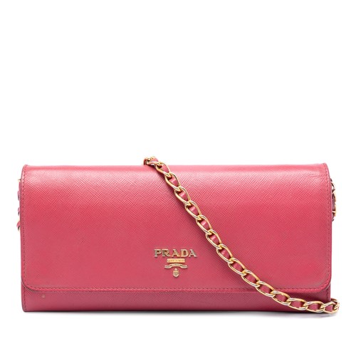 Prada saffiano wallet chain - on,