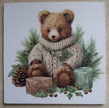 Deko HDF - Tiere Bär Teddy Winter Schnee Weihnachten Wolle Pullover stricken